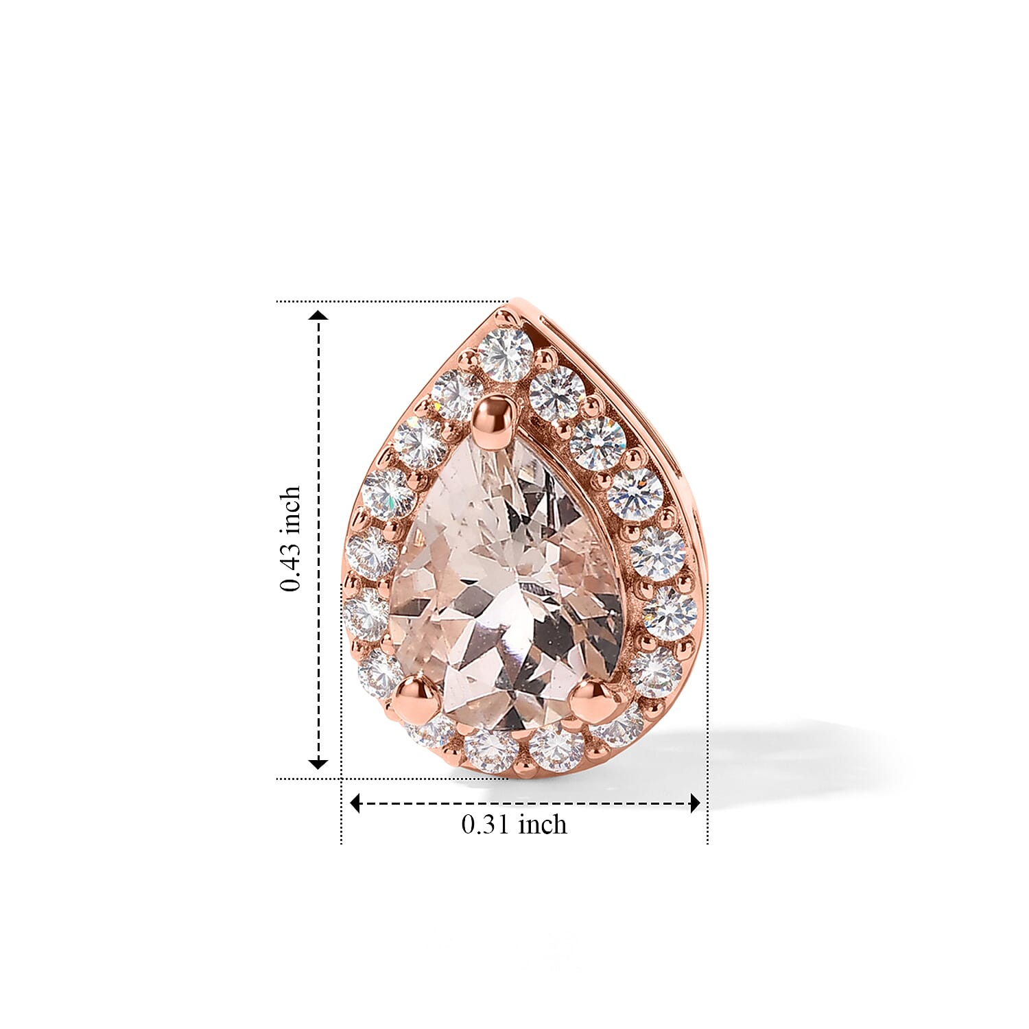 D'Joy Premium Marropino Morganite and Moissanite 1.60 ctw Earrings in 18K Vermeil Rose Gold Over Sterling Silver