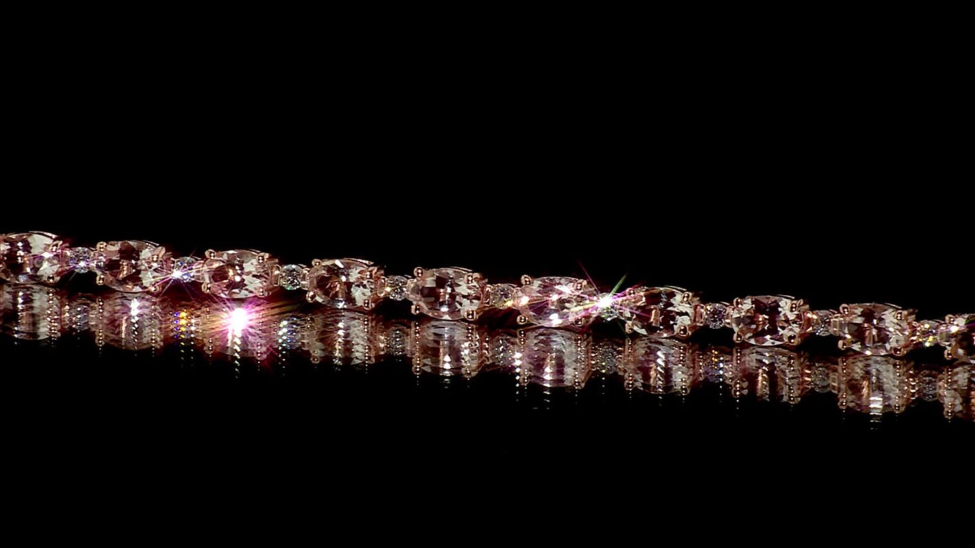 Premium Marropino Morganite and Luxuriant Lab Grown Diamond G-H SI 8.40 ctw Bracelet in 18K Vermeil Rose Gold Over Sterling Silver (7.25 In)