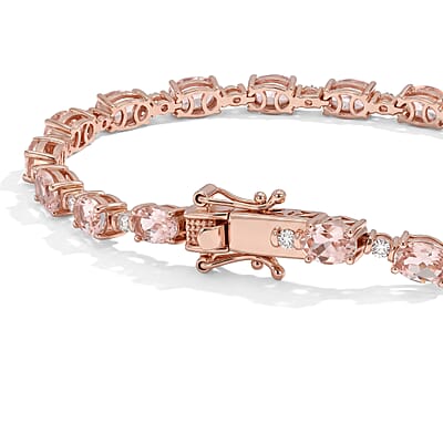 Premium Marropino Morganite and Luxuriant Lab Grown Diamond G-H SI 8.40 ctw Bracelet in 18K Vermeil Rose Gold Over Sterling Silver (7.25 In)