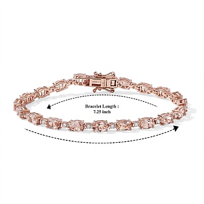 Premium Marropino Morganite and Luxuriant Lab Grown Diamond G-H SI 8.40 ctw Bracelet in 18K Vermeil Rose Gold Over Sterling Silver (7.25 In)