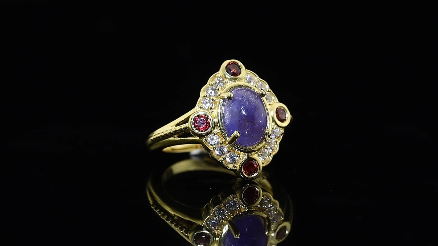 EverTrue Tanzanite and Multi Gemstone 3.30 ctw Ring in 18K YG Plated (Size 10.0)