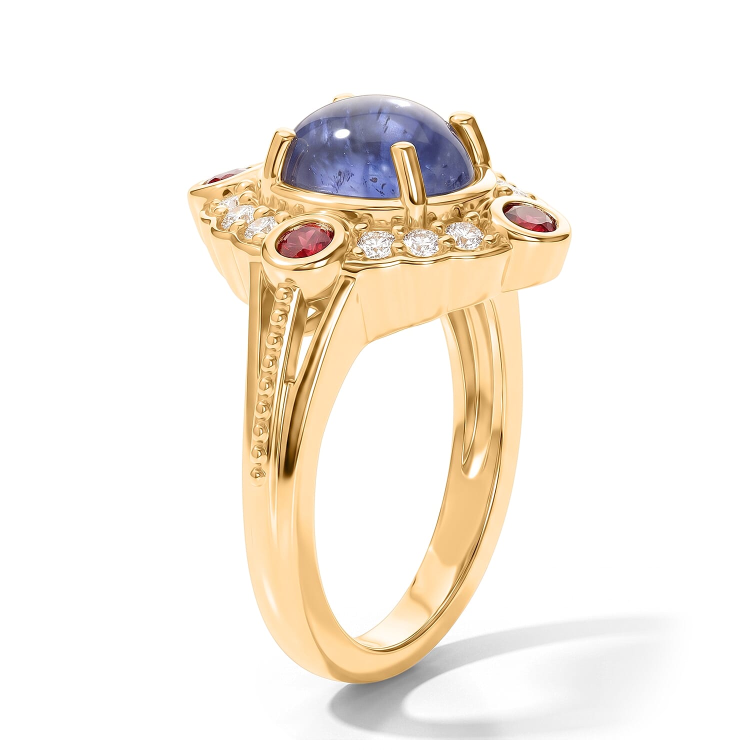 EverTrue Tanzanite and Multi Gemstone 3.30 ctw Ring in 18K YG Plated (Size 5.0)