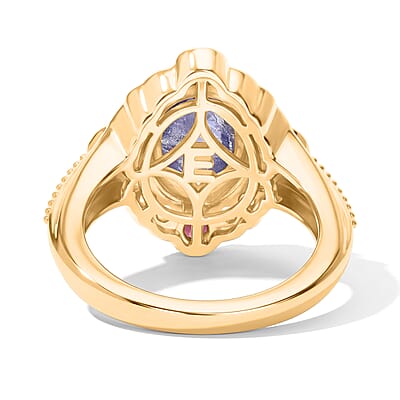 EverTrue Tanzanite and Multi Gemstone 3.30 ctw Ring in 18K YG Plated (Size 5.0)