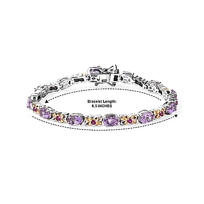 EverTrue Rose De France Amethyst and Orissa Rhodolite Garnet 5.40 ctw Bracelet in 18K YG Plated and Platinum Bond (6.50 In)