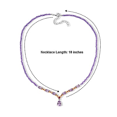 EverTrue Rose De France Amethyst and Multi Gemstone 27.40 ctw Necklace (18 Inches) in 18K YG Plated and Platinum Bond
