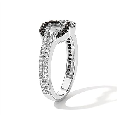 D'Joy Bond Collection Diamond Ring in Rhodium Over Sterling Silver (Size 6.0) 0.50 ctw