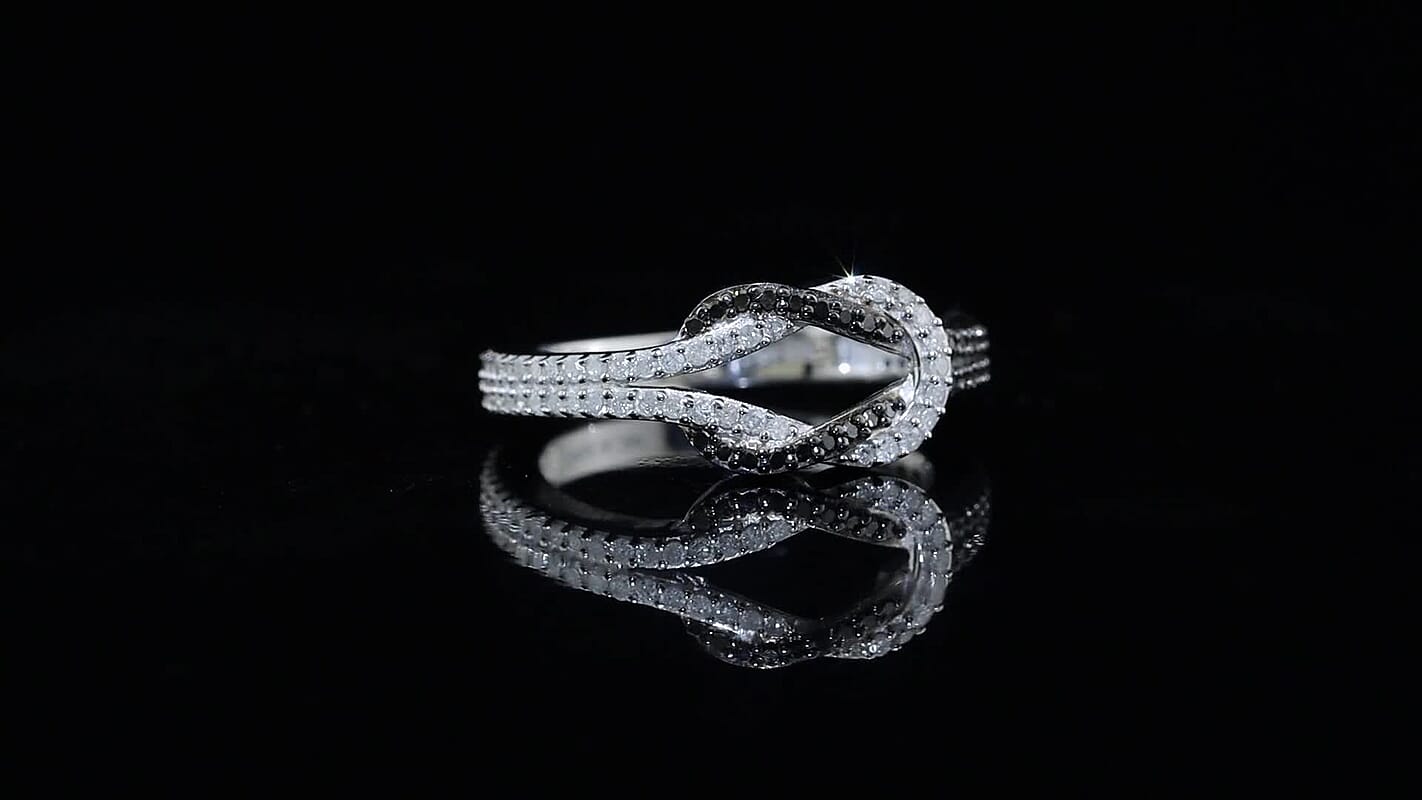 D''Joy Bond Collection Diamond Ring in Rhodium Over Sterling Silver (Size 10.0) 0.50 ctw