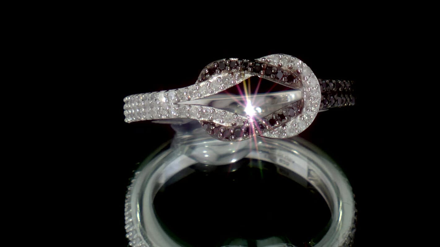 D''Joy Bond Collection Diamond Ring in Rhodium Over Sterling Silver (Size 10.0) 0.50 ctw