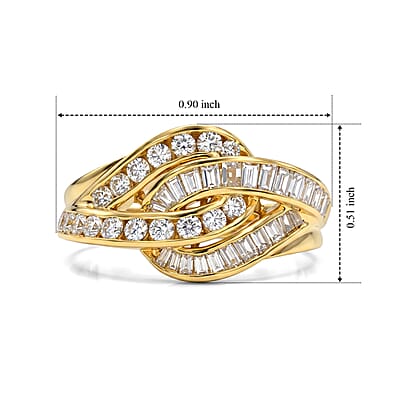 Bond Collection Luxuriant Lab Grown Diamond Overlap Ring in 18K Vermeil YG Over Sterling Silver (Size 6.0) 1.00 ctw