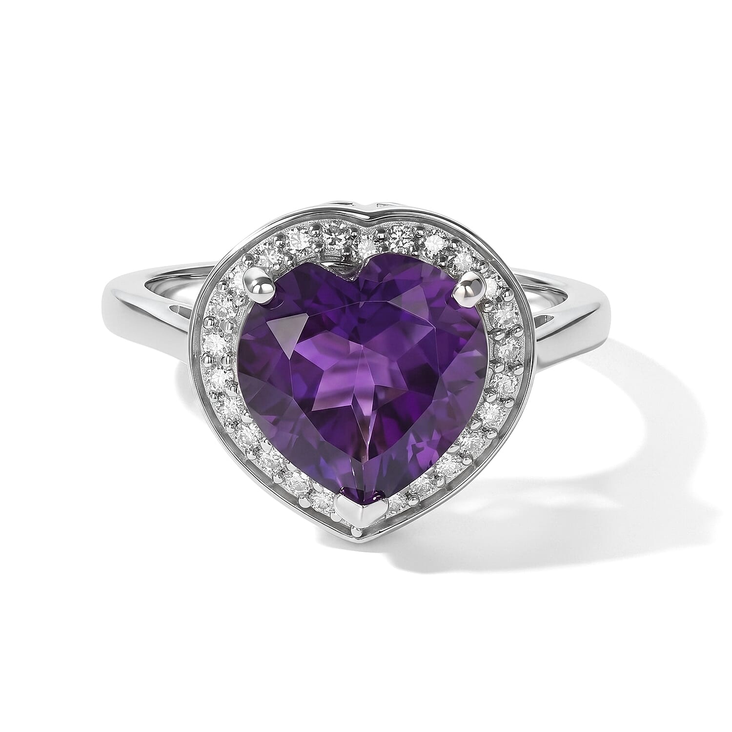EverTrue African Amethyst and Moissanite 3.15 ctw Midnight Romance Ring in Platinum Bond (Size 6.0)