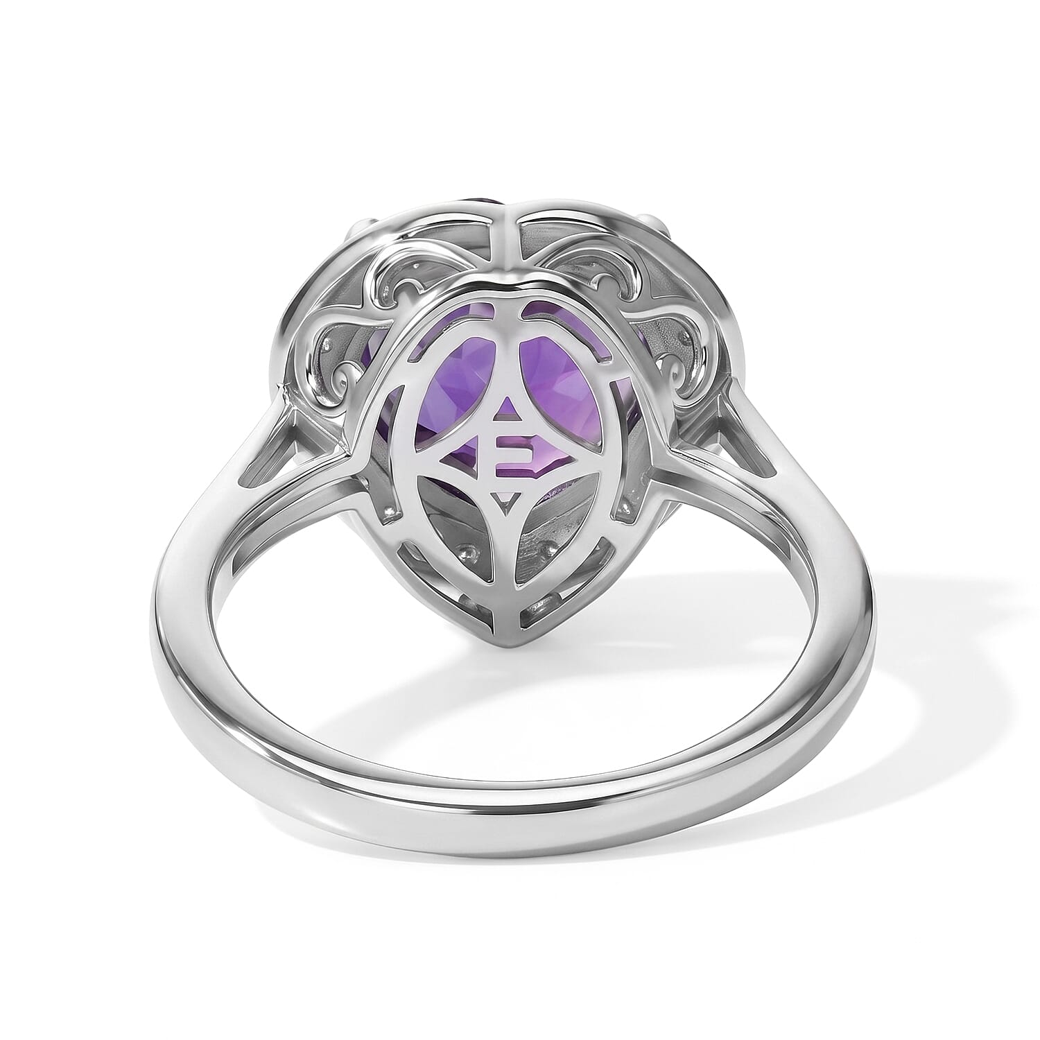 EverTrue African Amethyst and Moissanite 3.15 ctw Midnight Romance Ring in Platinum Bond (Size 6.0)