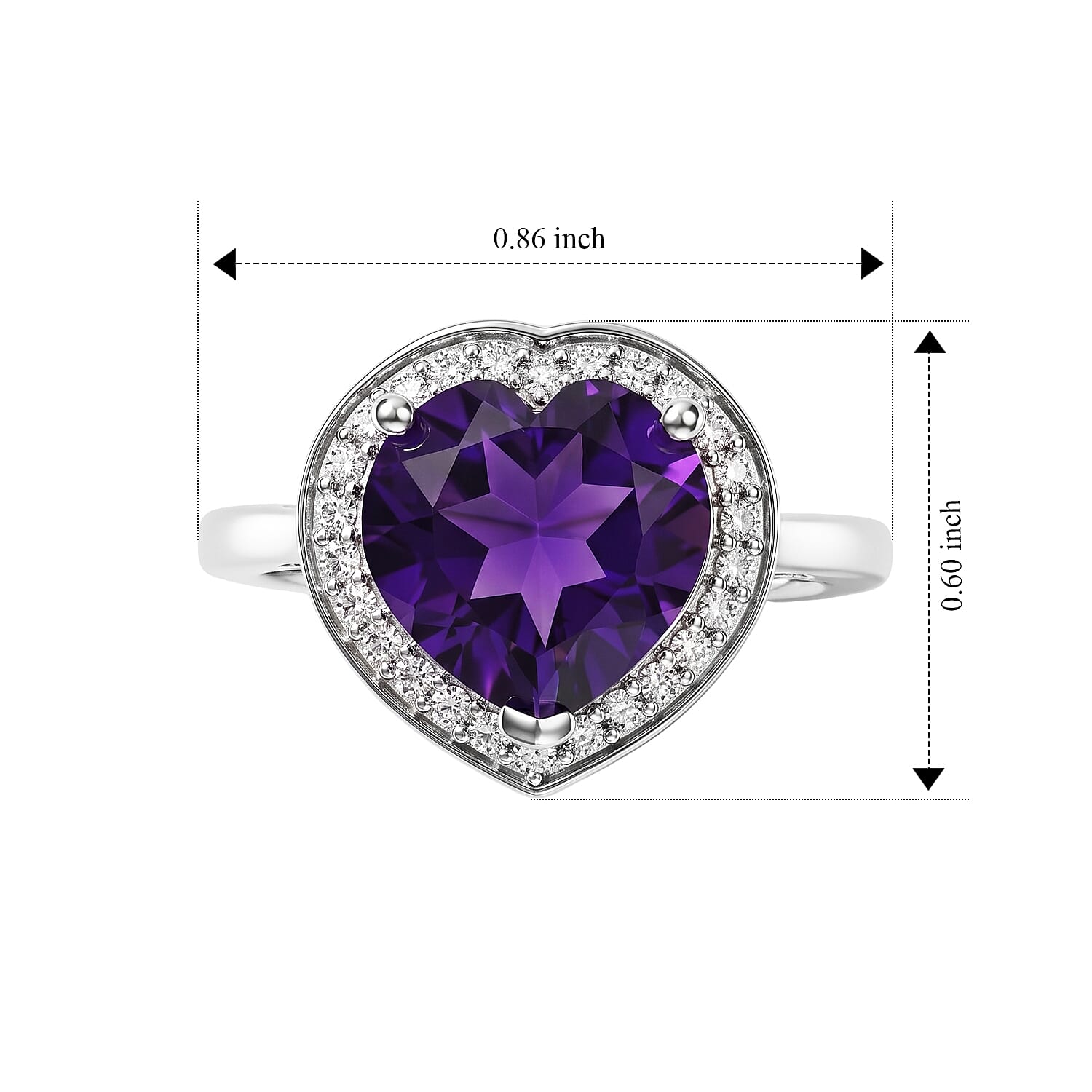 EverTrue African Amethyst and Moissanite 3.15 ctw Midnight Romance Ring in Platinum Bond (Size 6.0)