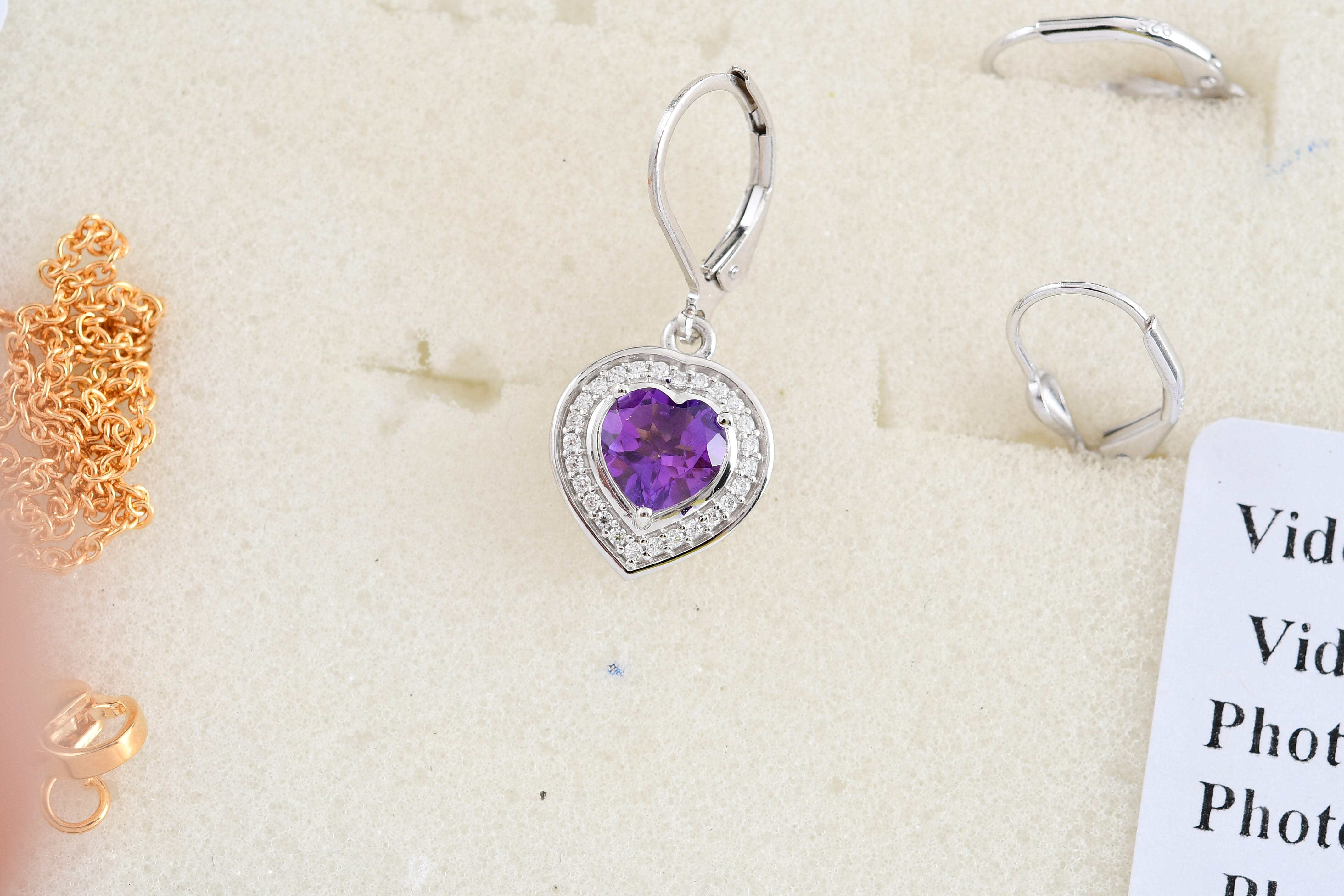 EverTrue African Amethyst and Moissanite 2.40 ctw Earrings in Platinum Bond