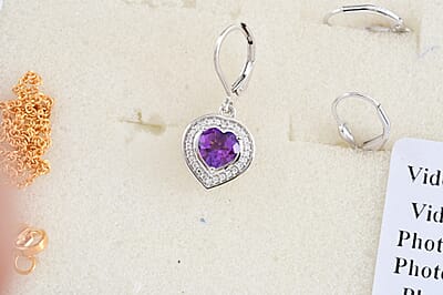 EverTrue African Amethyst and Moissanite 2.40 ctw Earrings in Platinum Bond