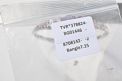 EverTrue Rose De France Amethyst and Multi Gemstone 9.60 ctw Bangle Bracelet in 18K RG Plated and Platinum Bond (7.25 In)
