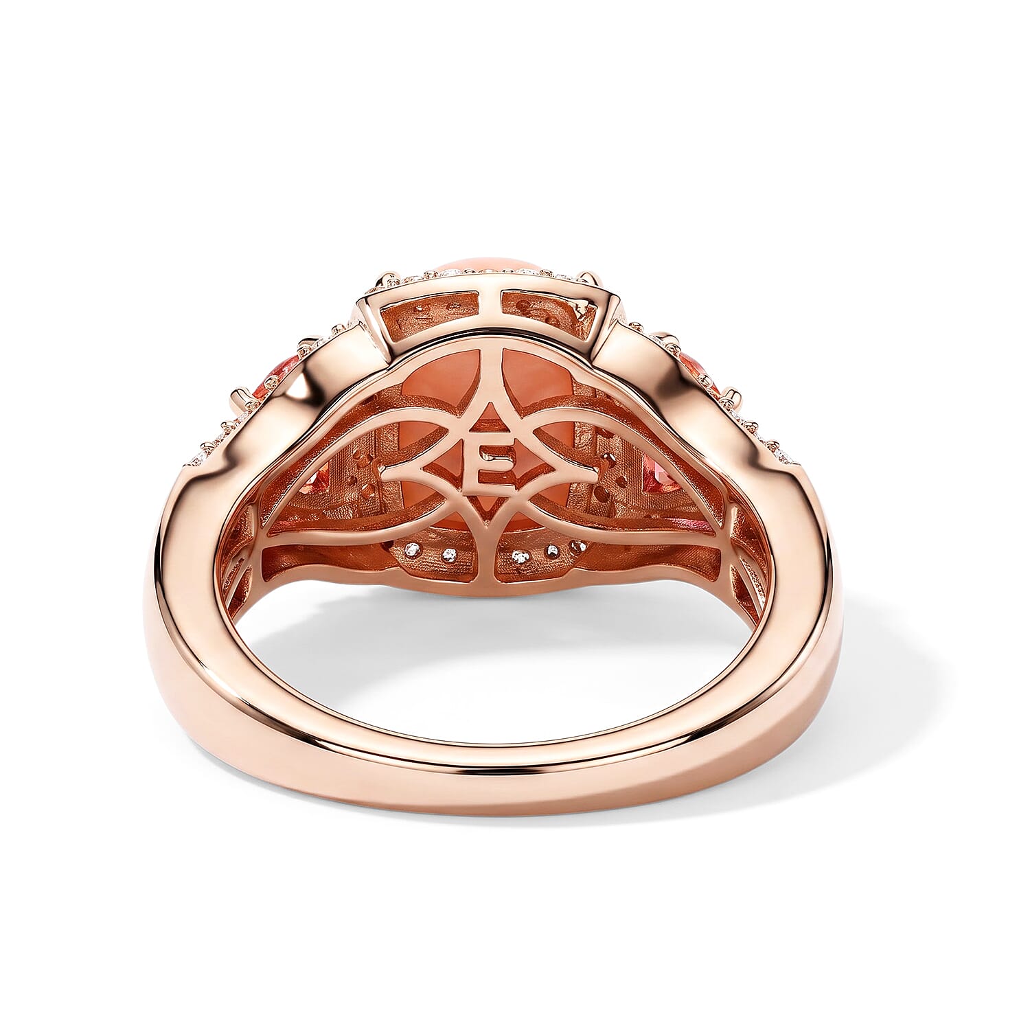 EverTrue Oregon Sunrise Peach Opal and Multi Gemstone 2.60 ctw Ring in 18K RG Plated (Size 5.0)