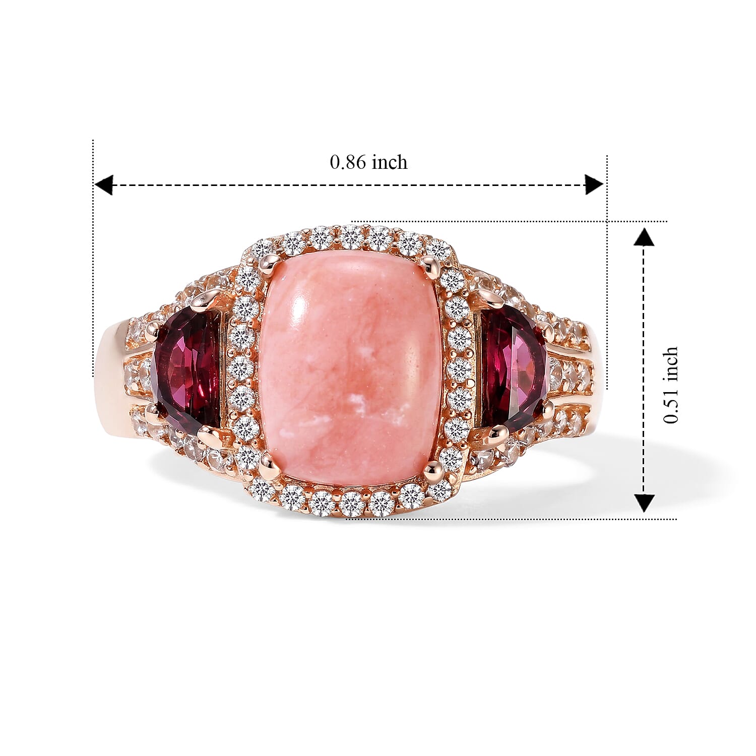 EverTrue Oregon Sunrise Peach Opal and Multi Gemstone 2.60 ctw Ring in 18K RG Plated (Size 5.0)