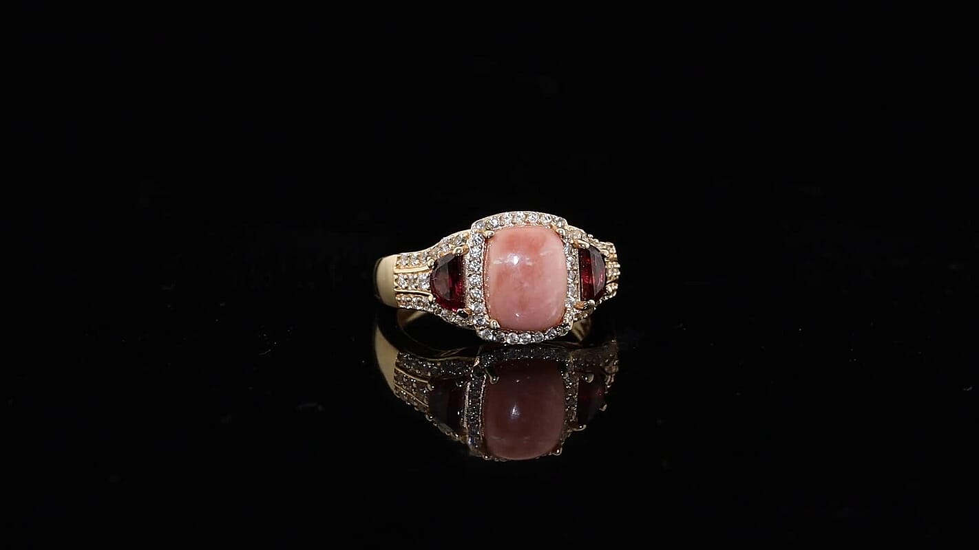 EverTrue Oregon Sunrise Peach Opal and Multi Gemstone 2.60 ctw Ring in 18K RG Plated (Size 10.0)