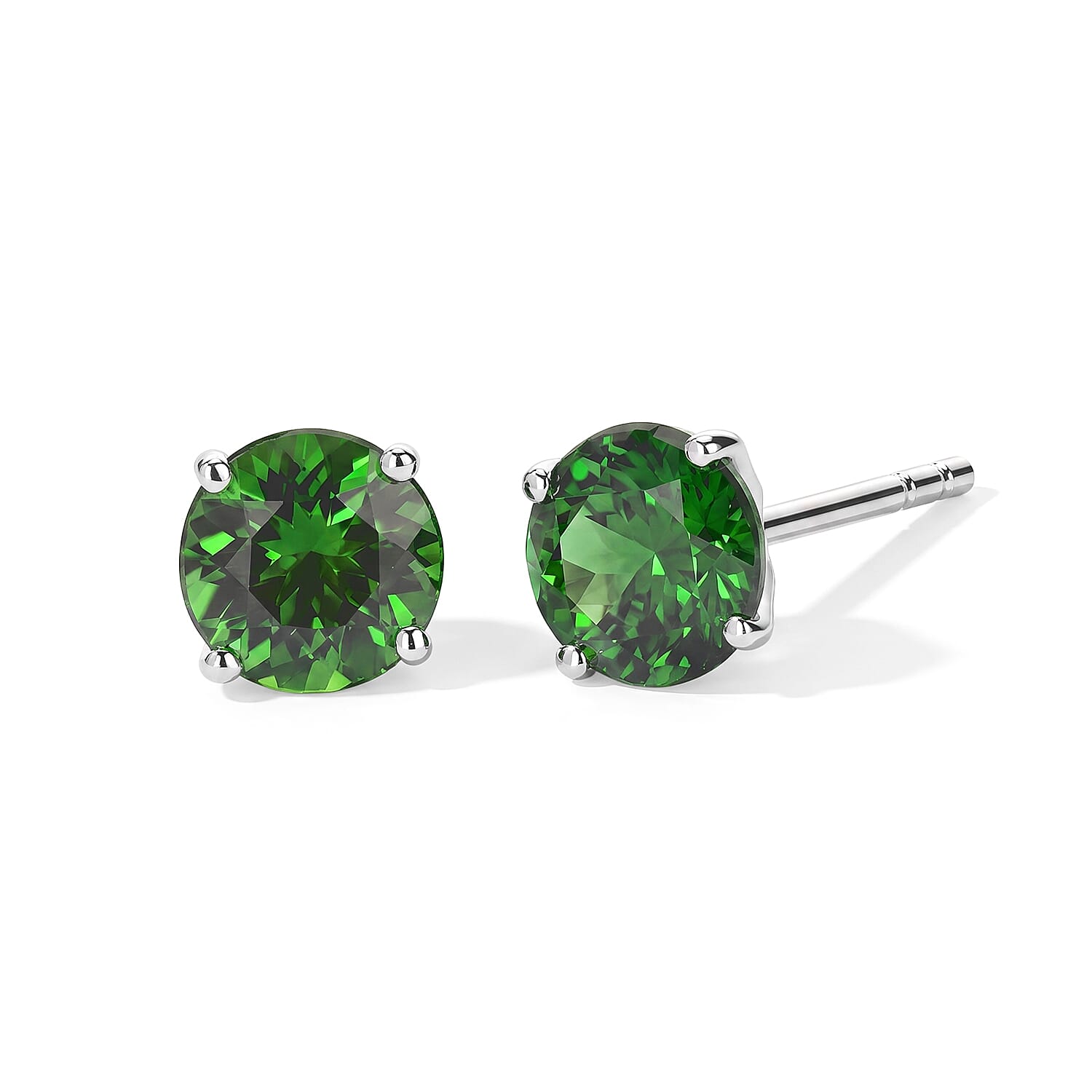 SGL Certified AAA Chrome Tourmaline 1.40 ctw Solitaire Stud Earrings in 14K White Gold