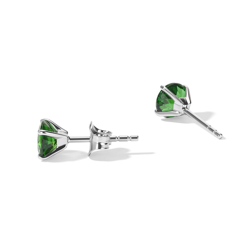 SGL Certified AAA Chrome Tourmaline 1.40 ctw Solitaire Stud Earrings in 14K White Gold