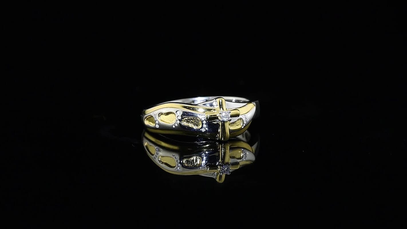 EverTrue Moissanite Fancy Ring in 18K YG Plated and Platinum Bond (Size 7)