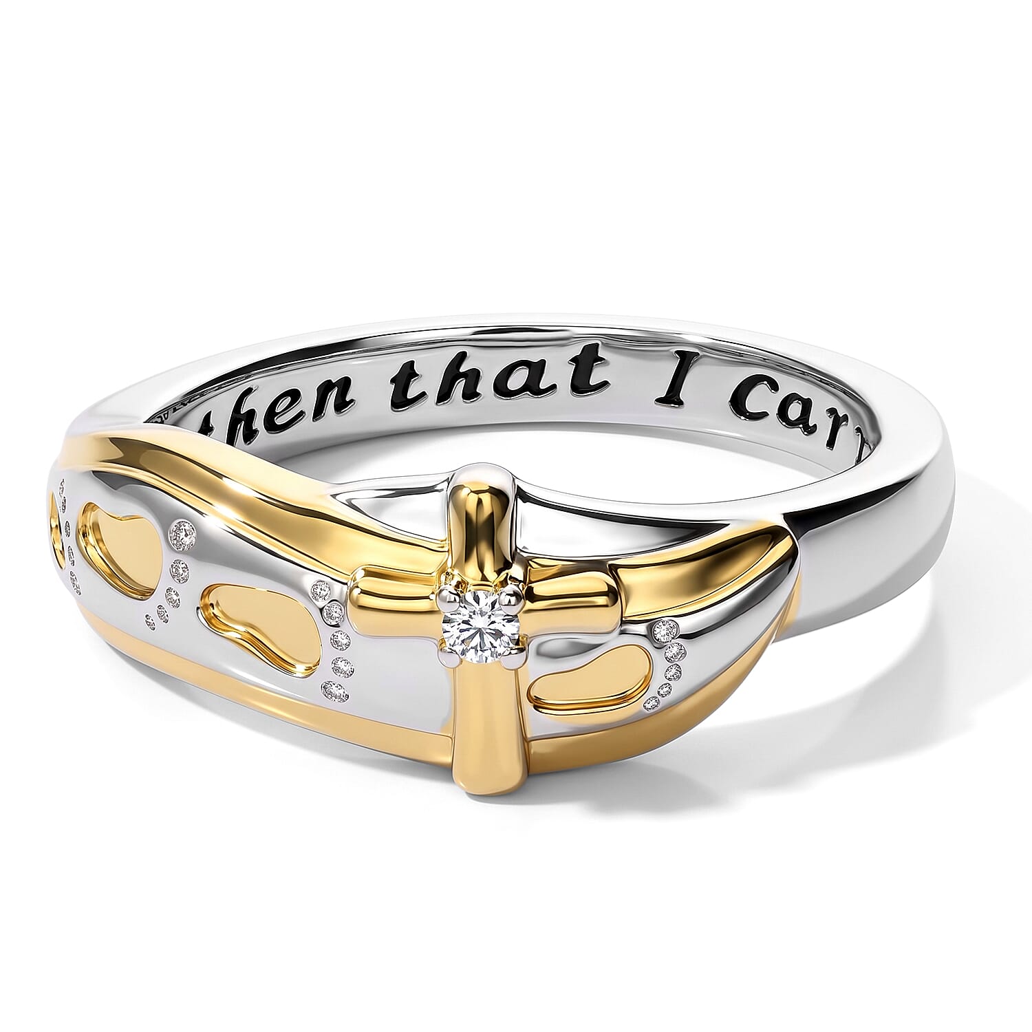 EverTrue Moissanite Fancy Ring in 18K YG Plated and Platinum Bond (Size 7)