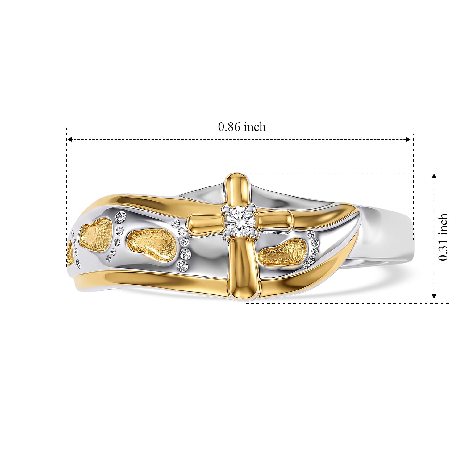 EverTrue Moissanite Fancy Ring in 18K YG Plated and Platinum Bond (Size 7)