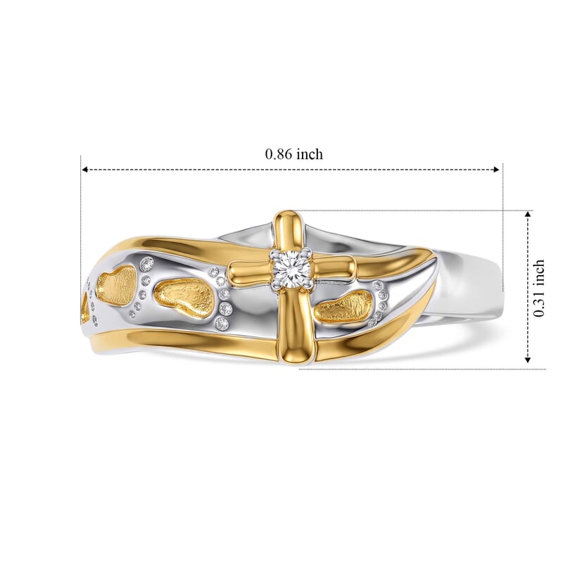 EverTrue Moissanite Fancy Ring in 18K YG Plated and Platinum Bond (Size 7)