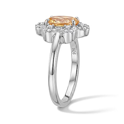 Brazilian Citrine and Simulated Diamond 1.18 ctw Ring in Sterling Silver (Size 7.0)