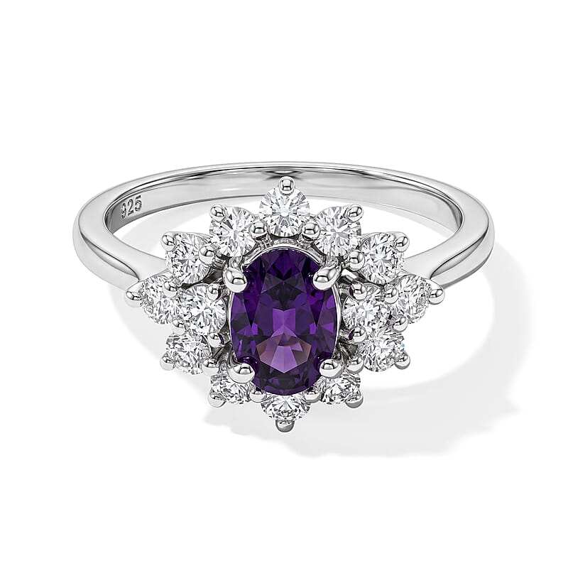 Amethyst and White Sapphire 0.96 ctw Ring in Sterling Silver (Size 6.0)