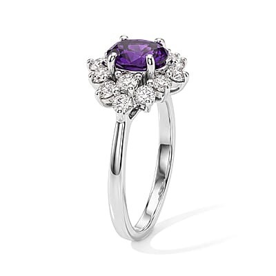 Amethyst and White Sapphire 0.96 ctw Ring in Sterling Silver (Size 6.0)