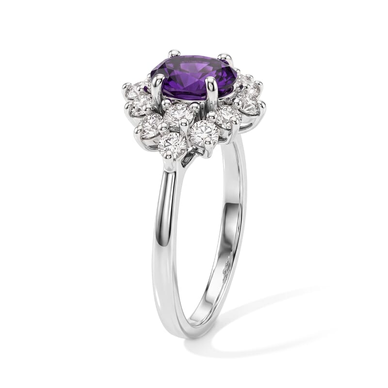 Amethyst and White Sapphire 0.96 ctw Ring in Sterling Silver (Size 6.0)