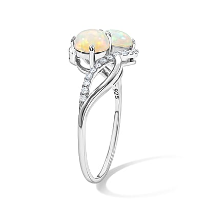 Opalite and Simulated Diamond 0.95 ctw Ring in Sterling Silver (Size 7.0)
