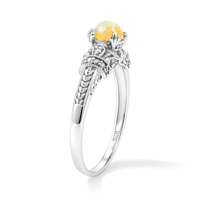 Opalite and Simulated Diamond 3.60 ctw Ring in Sterling Silver (Size 8.0)