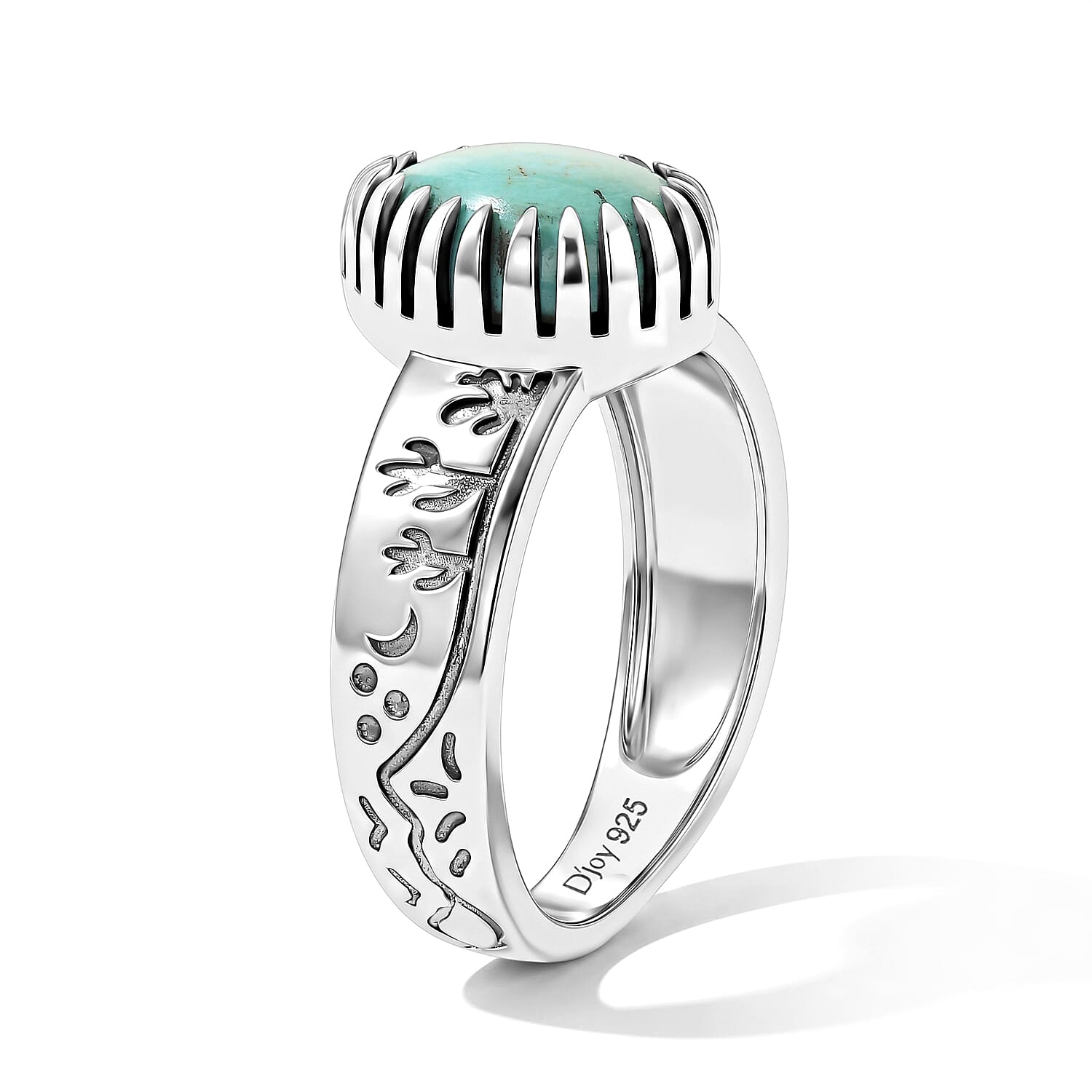 D'Joy Artisan Crafted Premium Tahoe Nevada Turquoise 2.25 ctw Canyon Story Ring in Sterling Silver (Size 7.0)