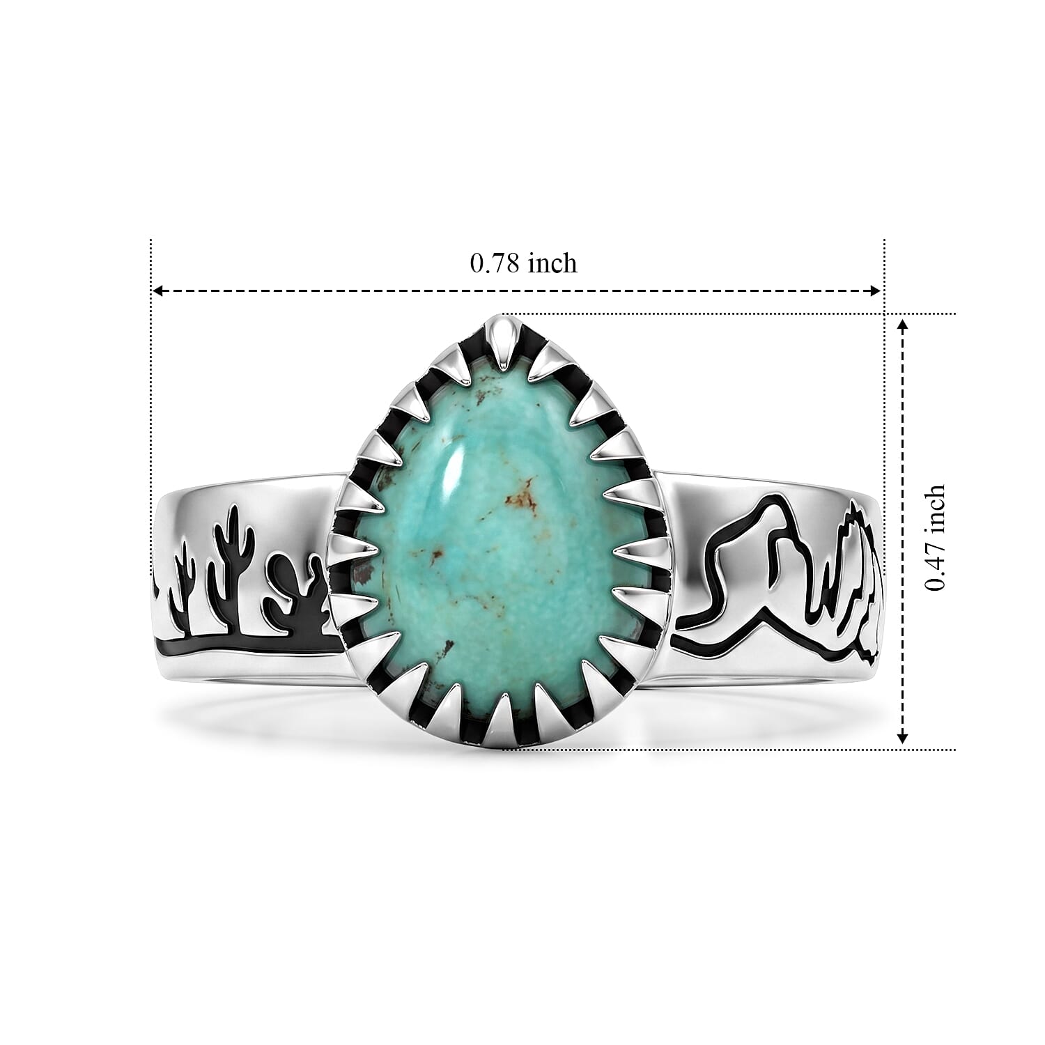D'Joy Artisan Crafted Premium Tahoe Nevada Turquoise 2.25 ctw Canyon Story Ring in Sterling Silver (Size 7.0)