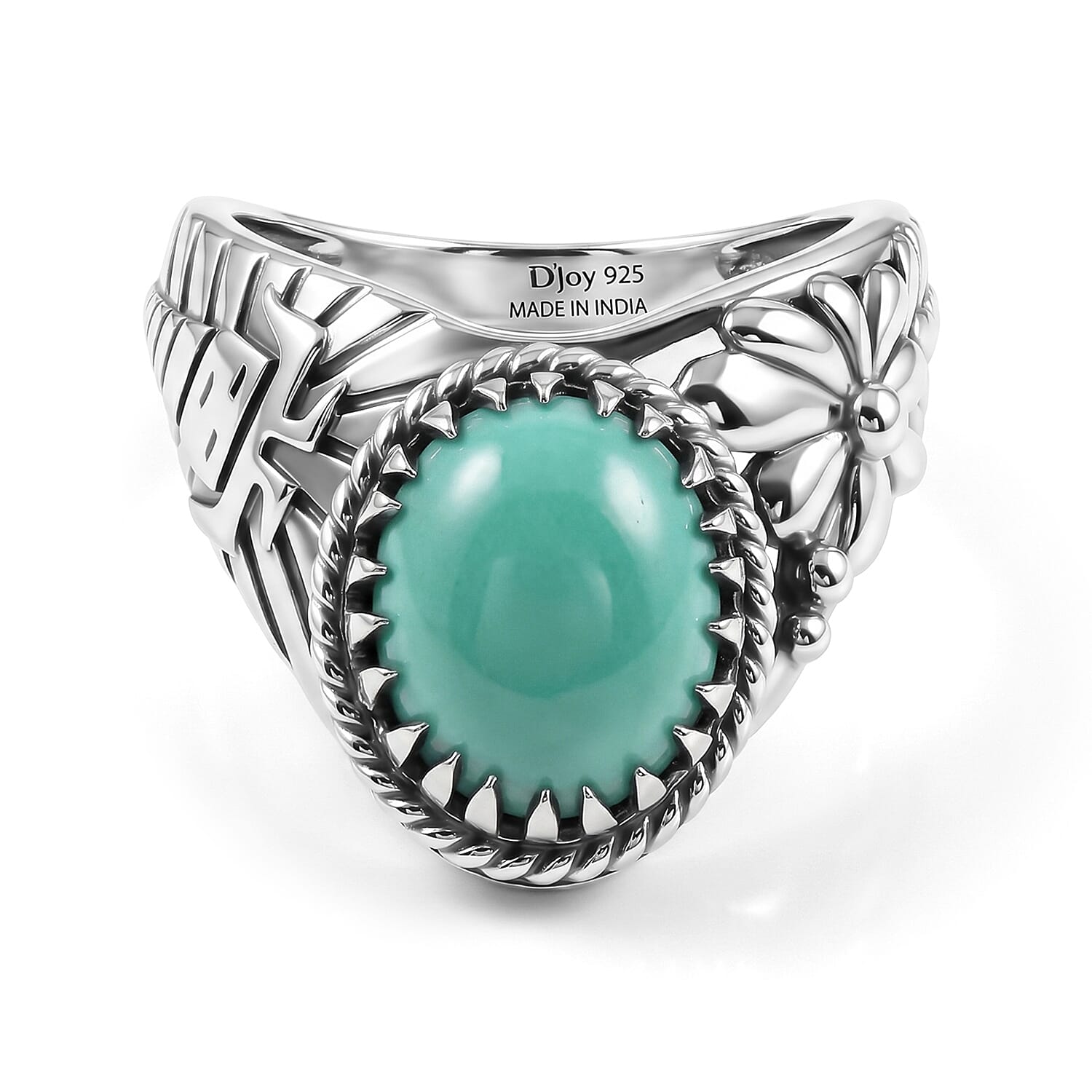 D'Joy Artisan Crafted Premium Tahoe Nevada Turquoise 3.90 ctw Southwest Blossom Ring in Sterling Silver (Size 6.0)