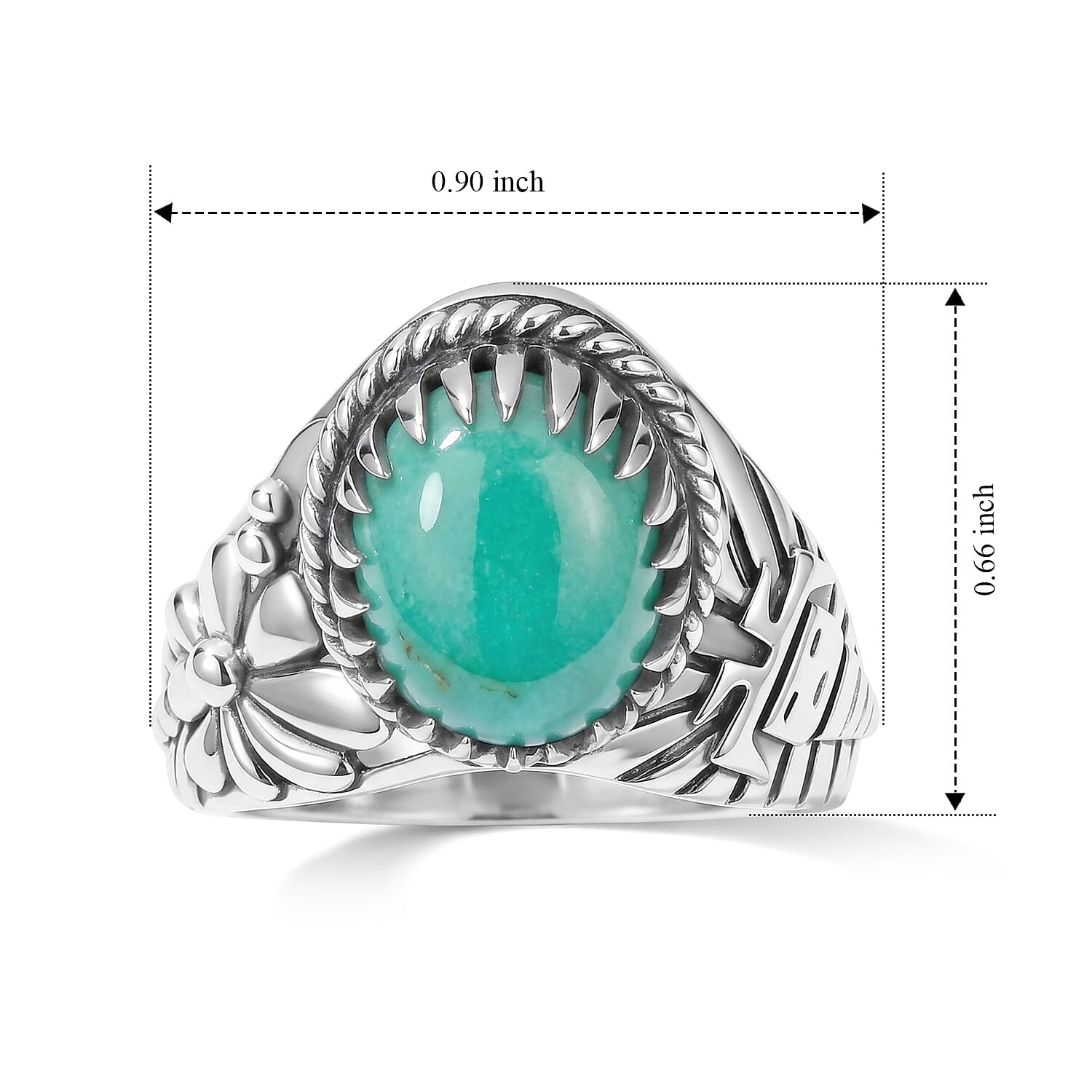 D'Joy Artisan Crafted Premium Tahoe Nevada Turquoise 3.90 ctw Southwest Blossom Ring in Sterling Silver (Size 6.0)