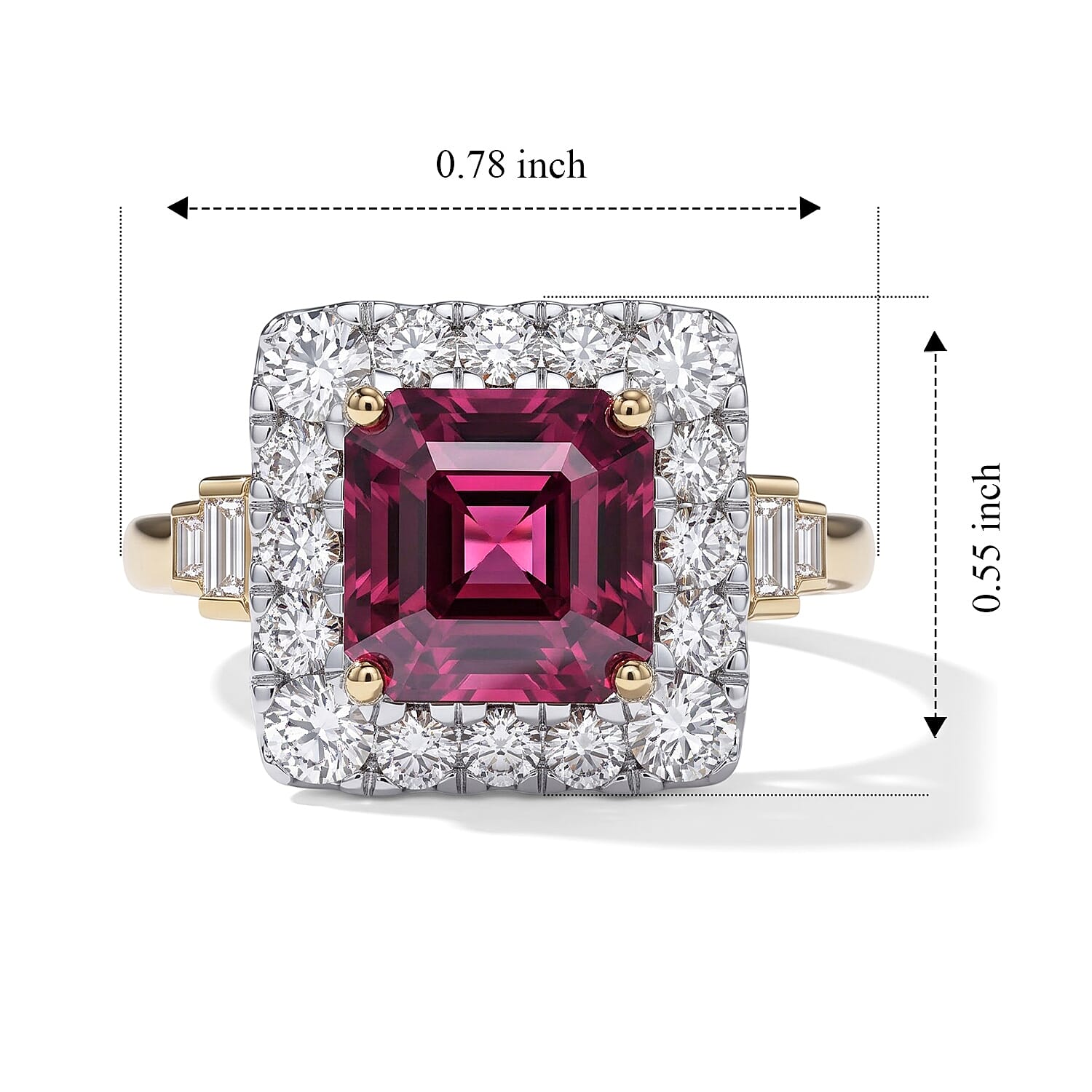 Certified & Appraised AAA Malawi Magenta Garnet and Luxuriant Lab Grown Diamond G-H SI 4.90 ctw Ring in 10K Yellow Gold (Size 7.0)