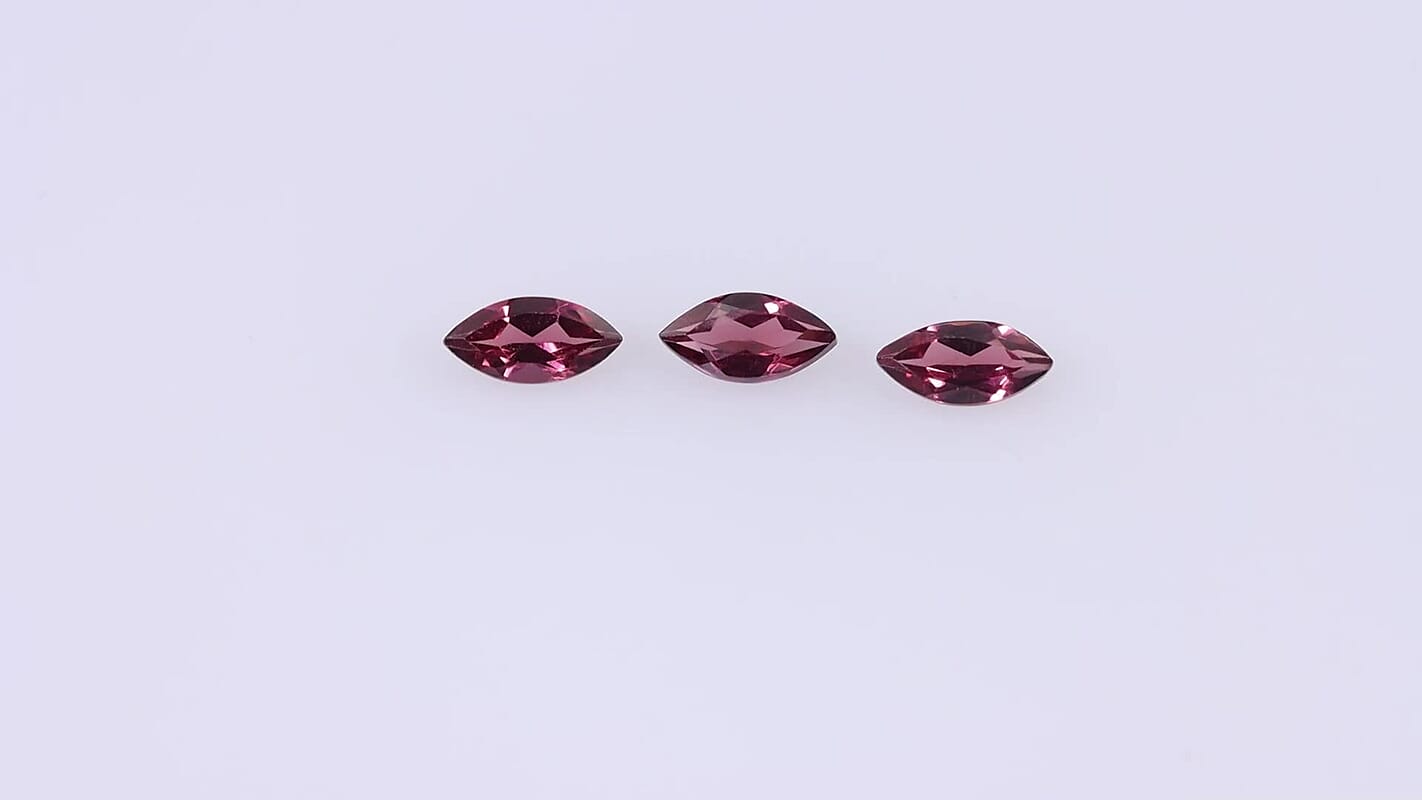 AA Orissa Rose Garnet Set of 3 (Mrq 7x3.5 mm) 1.25 ctw
