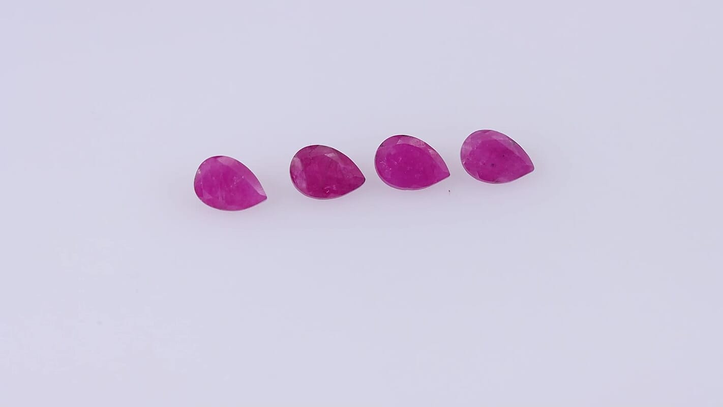 Raipur Ruby Set of 4 (Pear 6x4 mm) 2.03 ctw