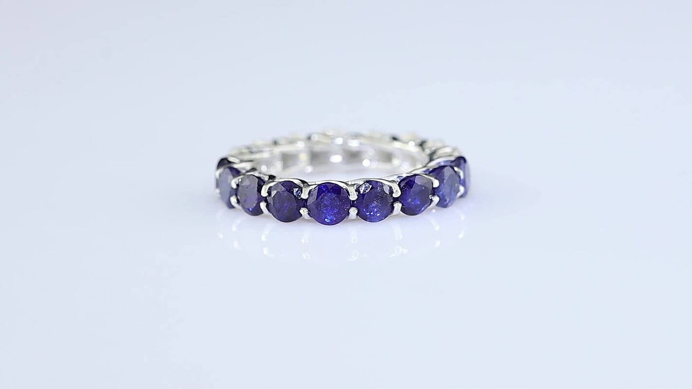 D''Joy Niassa Ruby (FF) 5.75 ctw Eternity Ring in Rhodium Over Sterling Silver (Size 6.0)