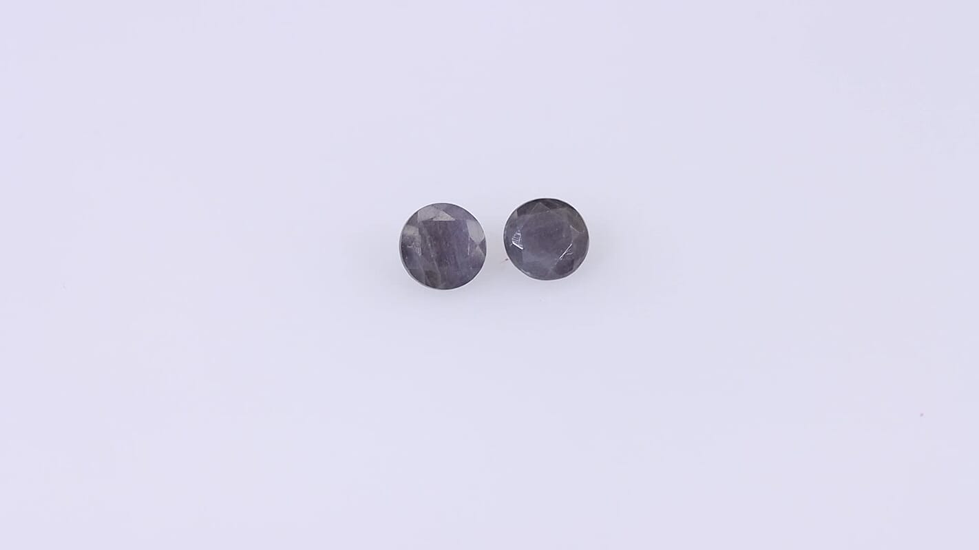 Silver Sapphire Set of 2 (Rnd 5 mm) 1.10 ctw