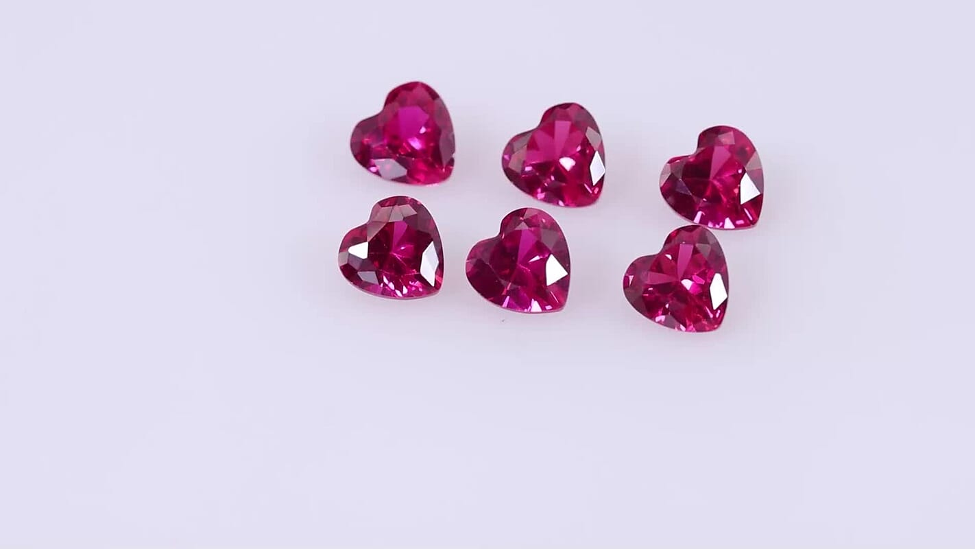 Lab Created Ruby Set of 6 (Hrt 6 mm) 5.39 ctw