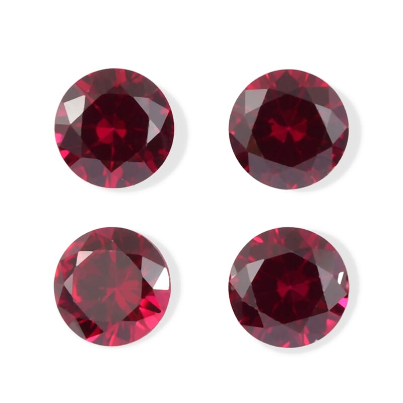 AA Lab Created Ruby Set of 4 (Rnd 4.75 mm) 1.69 ctw