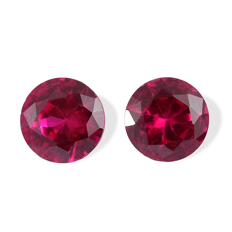 Lab Created Ruby Set of 2 (Rnd 7 mm) 3.03 ctw