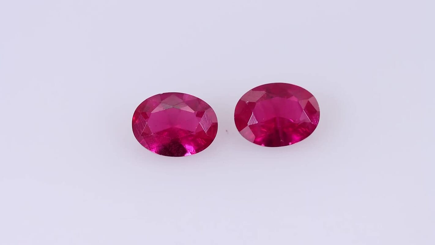 Lab Created Ruby Set of 2 (Ovl 8x6 mm) 2.41 ctw