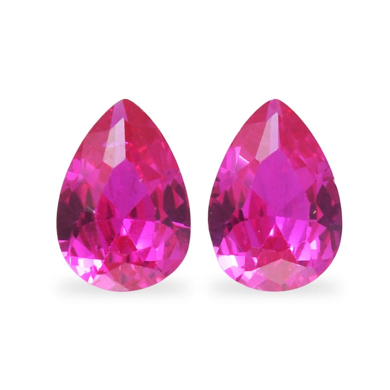 Lab Created Ruby Set of 2 (Pear 7x5 mm) 1.58 ctw