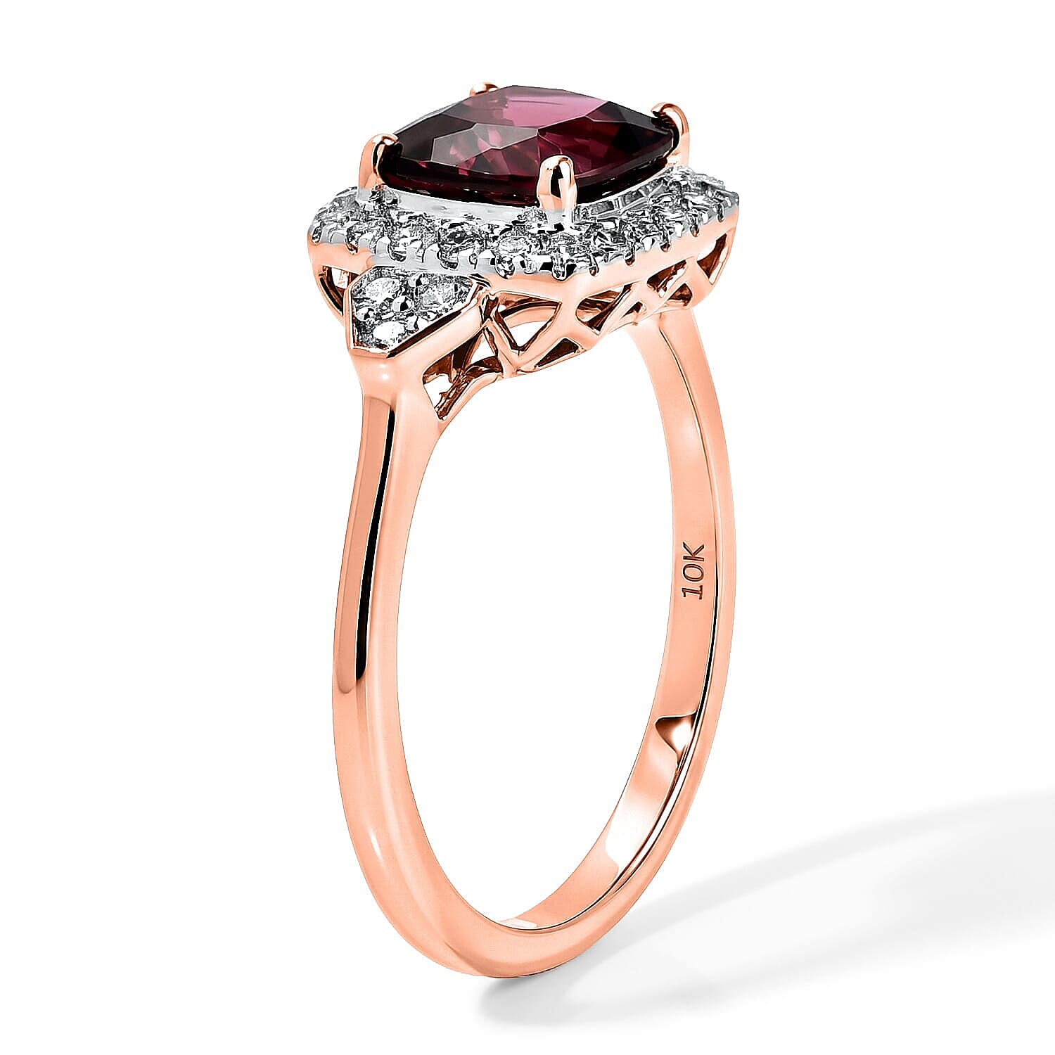 Certified and Appraised AAA Tanzanian Mahenge Garnet and Luxuriant Lab Grown Diamond G-H SI 3.44 ctw Ring in 10K Rose Gold (Size  5.0)