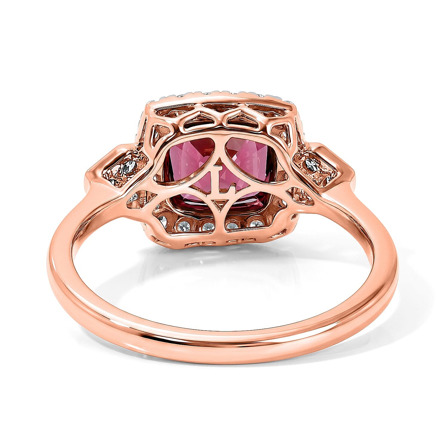 Certified and Appraised AAA Tanzanian Mahenge Garnet and Luxuriant Lab Grown Diamond G-H SI 3.44 ctw Ring in 10K Rose Gold (Size  5.0)